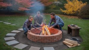 backyard fire and fog setup