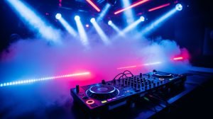 dj setup with fog