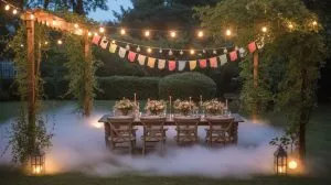 foggy outdoor party decor