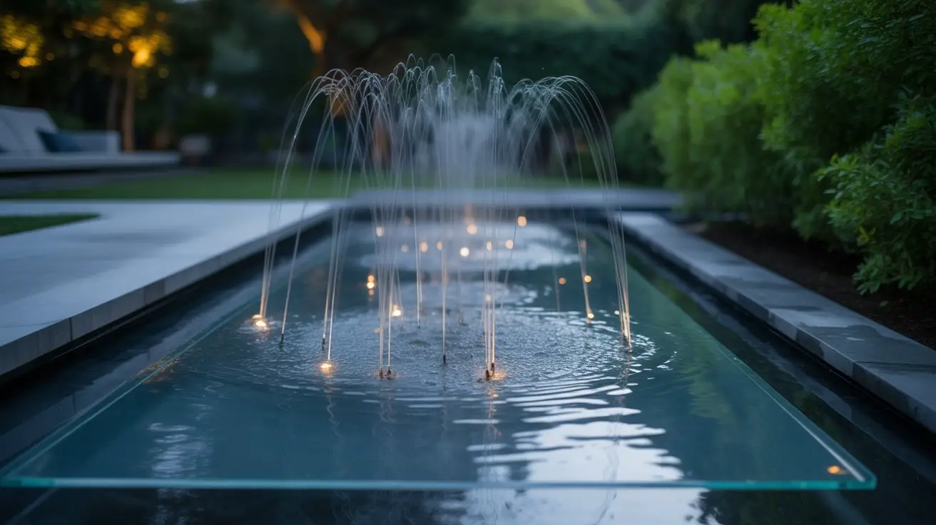 illuminated glass water feature